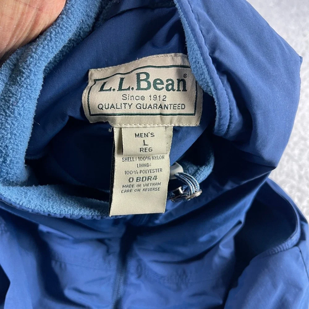 LL Bean Mens L REG Blue Nylon Polyester Insulated Vest Lightweight Full Zip